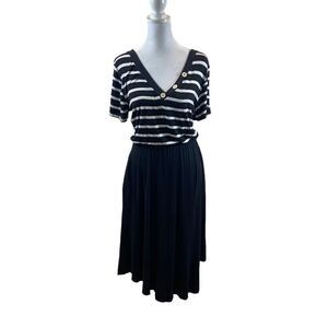 Liam & Co. Brand Ladies V Neckline Black‎ and White Stripe Dress Size Medium